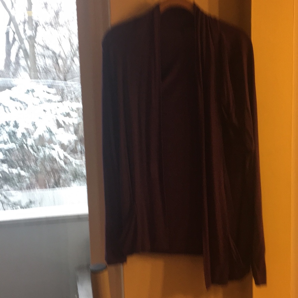 Purple cardigan.. hits below hip level-long